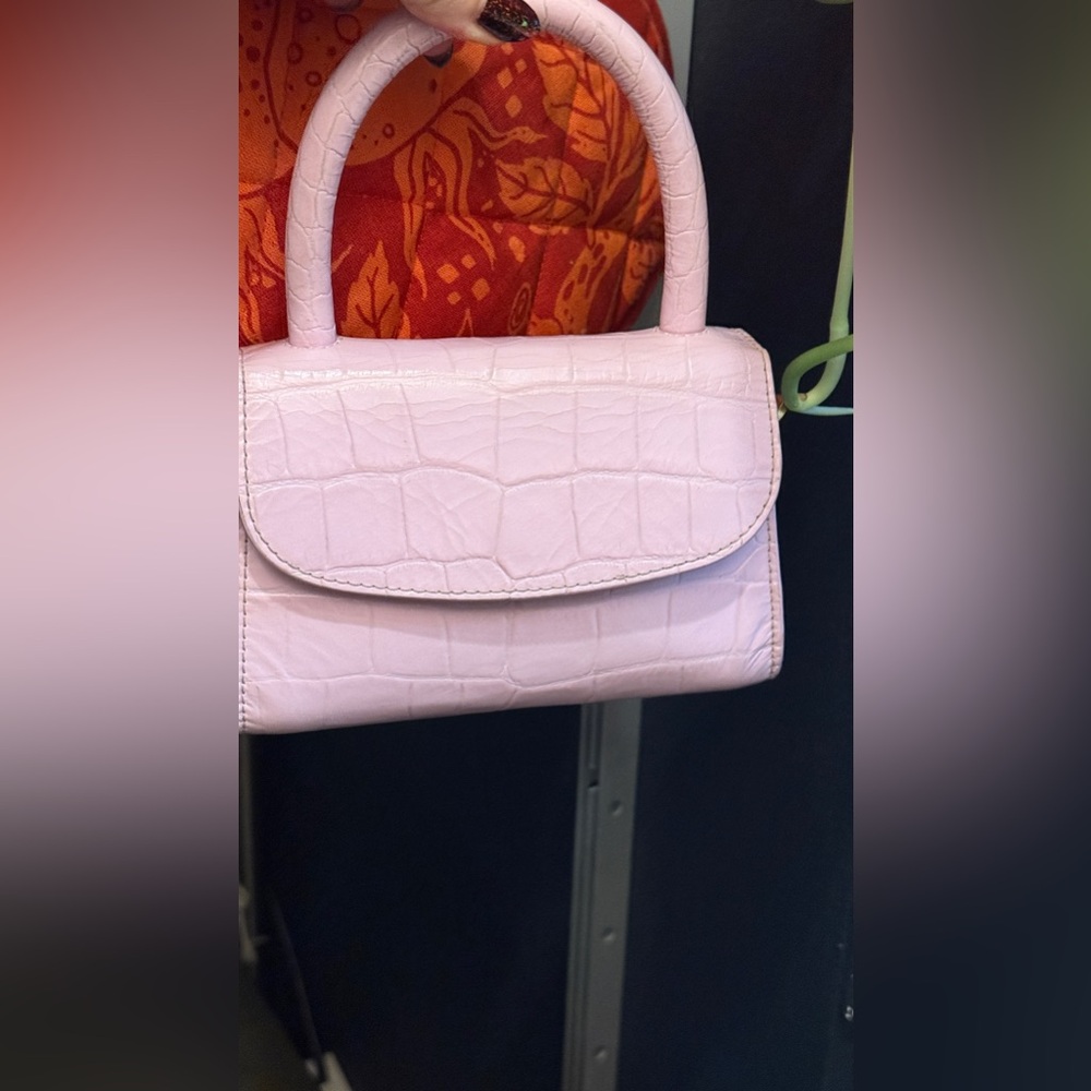 By Far Croc embossed Top handle pink Shoulder Mini bag